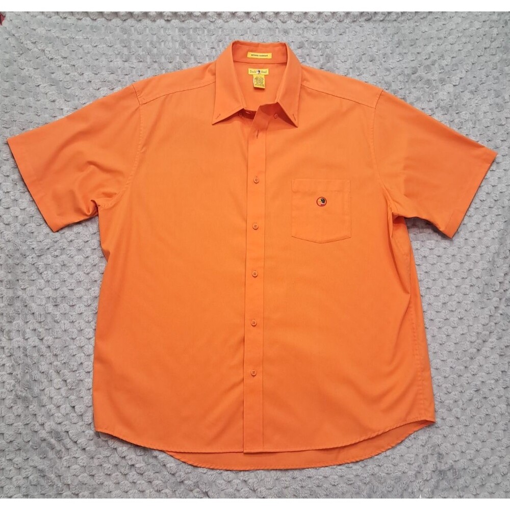 VTG Duck Head Button Up Shirt Mens SZ XL Short Sleeve Logo Wrinkle Resistant